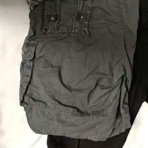 Grey  Slim Fit Multi-Pocket Cotton Cargo Shorts